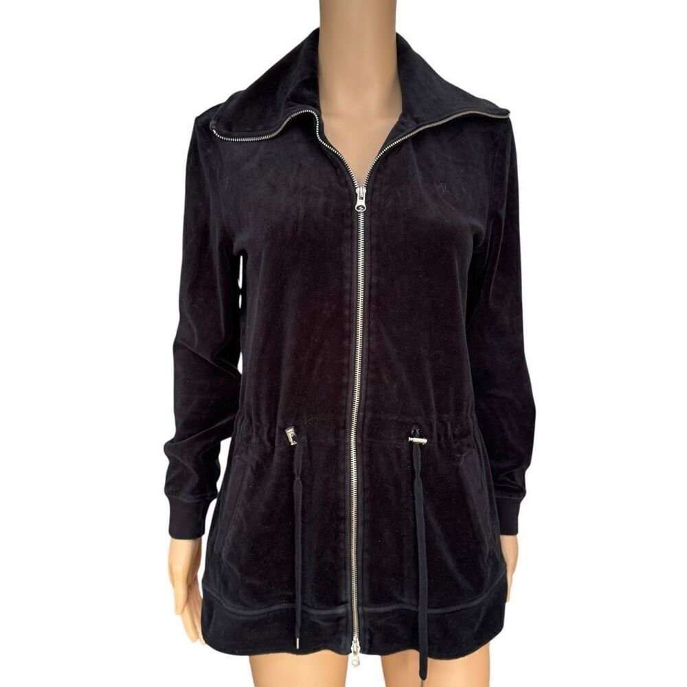 Lauren Ralph Lauren Woman’s Jacket Size PM Black Double Zipper Velvet